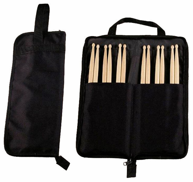 Maxtone Drum Stick Package with Stick Bag and 6 Pairs of 5A Wood Tip Drumsticks