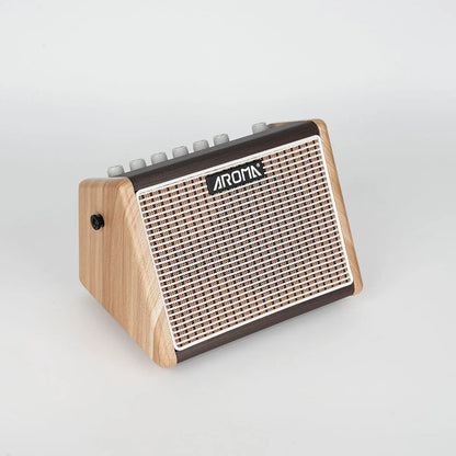Aroma 15W Acoustic Guitar Amplifier with Drum Machine, Mic Input, Bluetooth, Rechargeable Battery [AG-15AML]