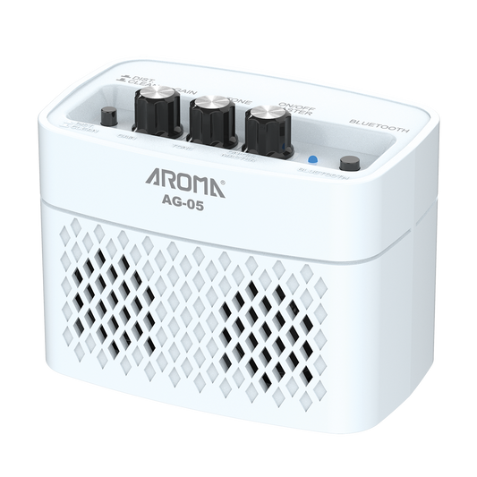 Aroma AG05WH 5W Electric Guitar Portable Amplifier with Bluetooth - White
