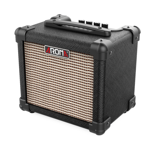 Aroma AG10BK 10W Black Electric Guitar Amplifier with Gain, Volume, Treble & Bass Control