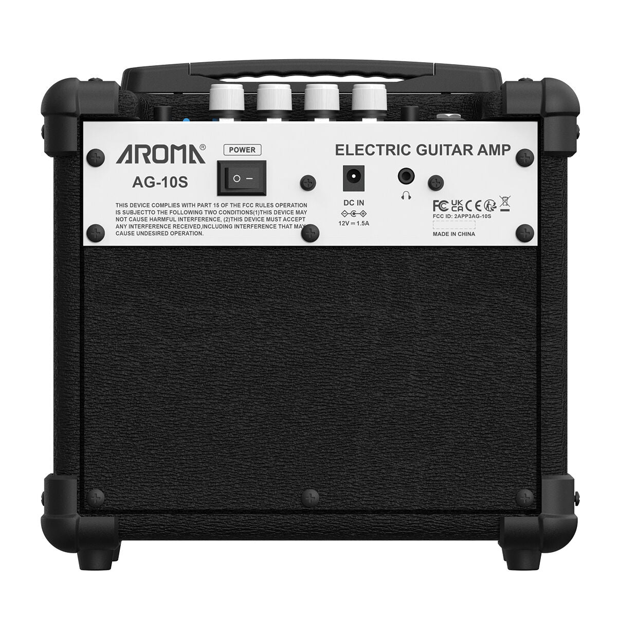 Aroma 10W Black Electric Guitar Amplifier AG10S with Bluetooth and Headphone Out — view 4