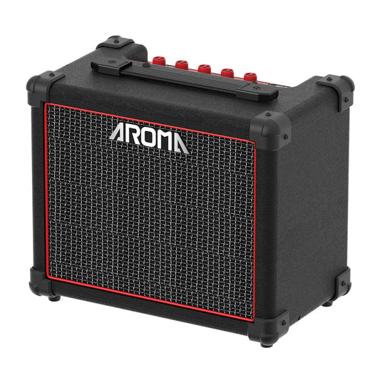 Aroma AG-20B Black 20W Electric Bass Guitar Amplifier with Bluetooth and 4-Band EQ