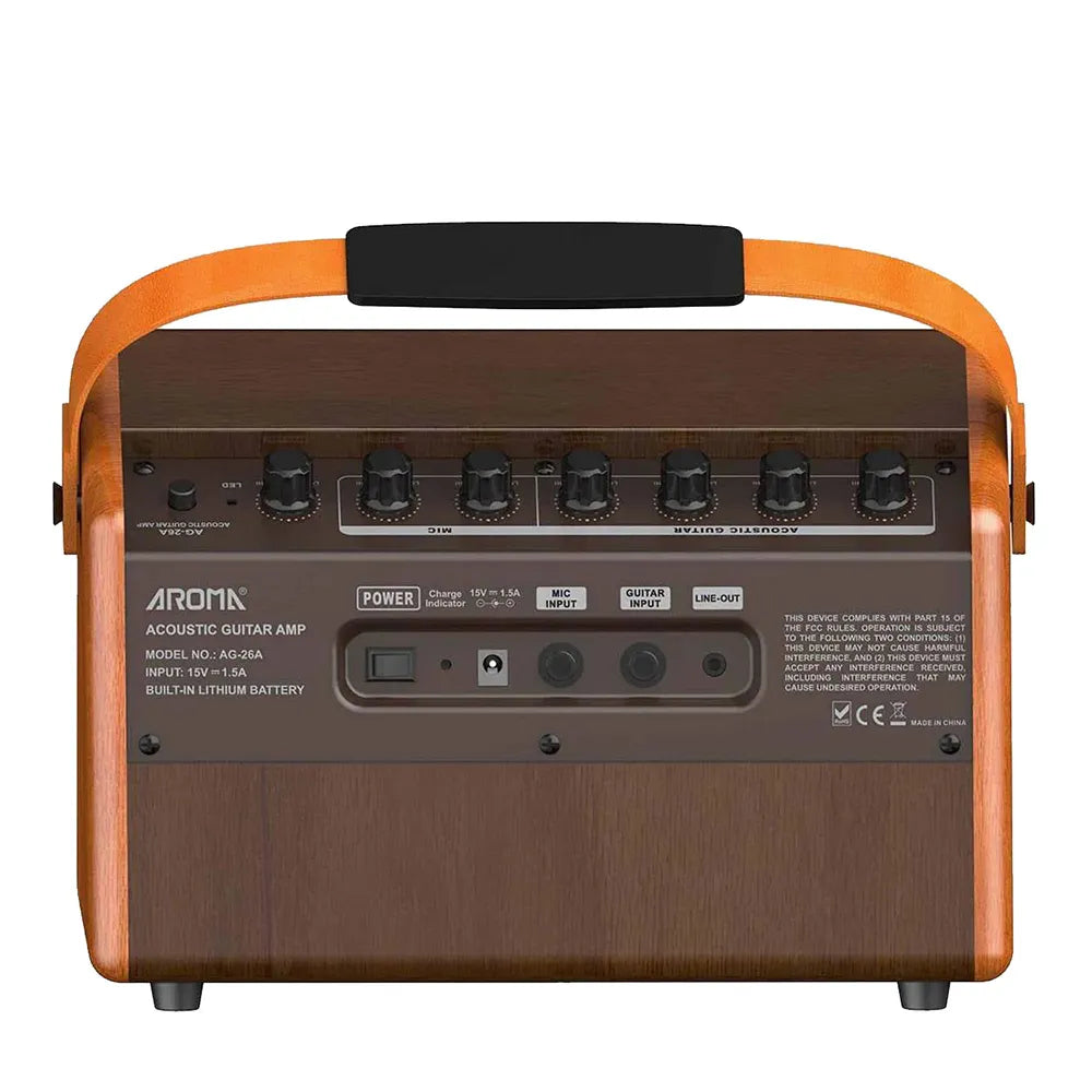 Aroma AG-26A 25W Rechargeable Acoustic Guitar Amplifier with Bluetooth and Microphone Channel — view 5