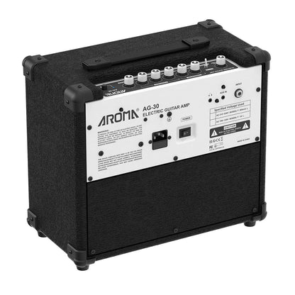 Aroma AG-30 Black 30W Electric Guitar Amplifier with Bluetooth, 8" Speaker, Clean/Overdrive Channels, Digital Reverb, 3-Band EQ — view 7
