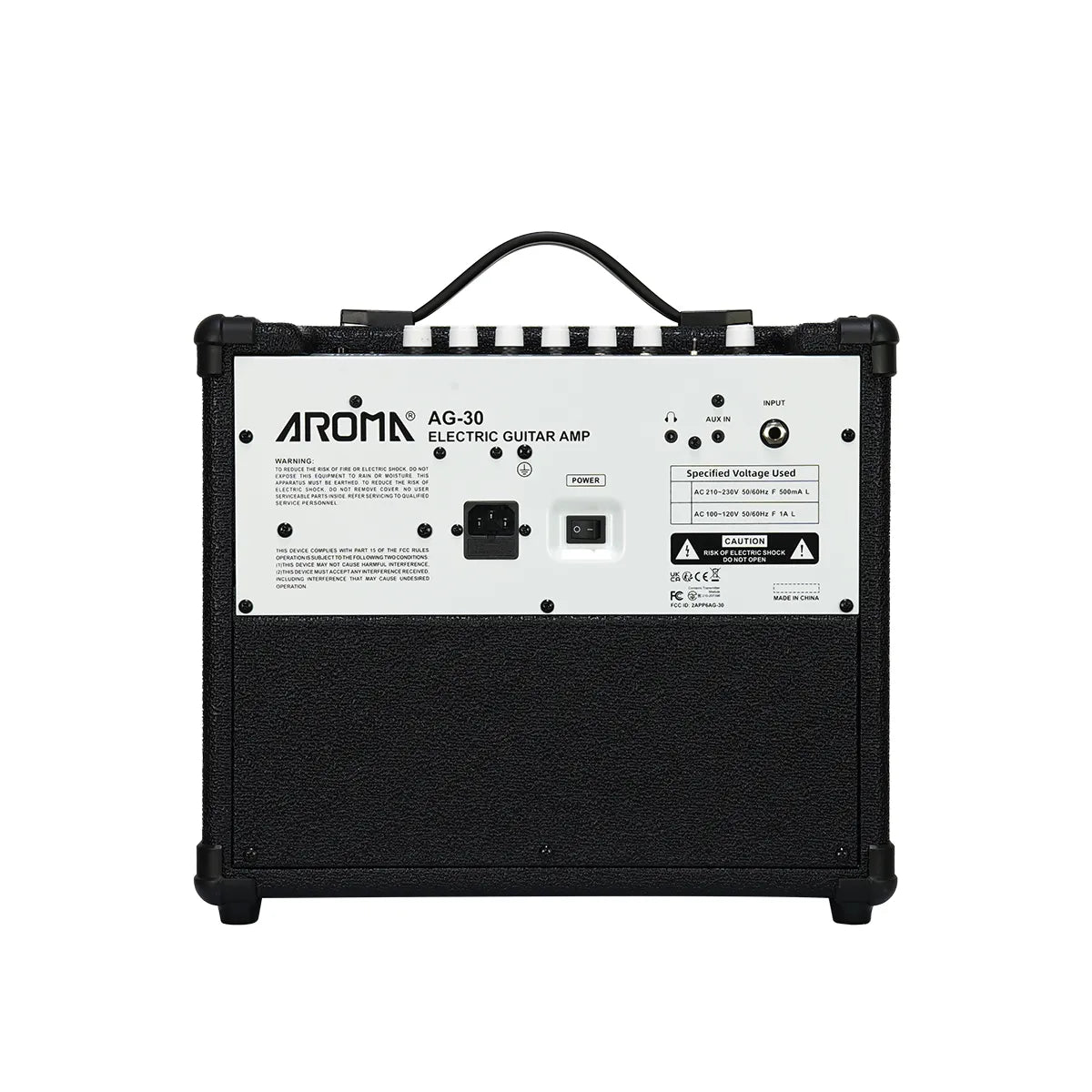 Aroma AG-30 Black 30W Electric Guitar Amplifier with Bluetooth, 8" Speaker, Clean/Overdrive Channels, Digital Reverb, 3-Band EQ — view 6