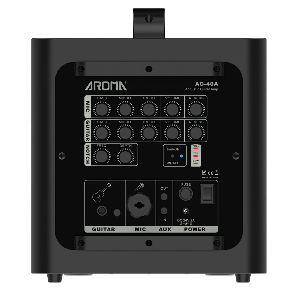 Aroma AG40A 40W Rechargeable Acoustic Guitar Amplifier with Bluetooth and Gig Bag — view 6