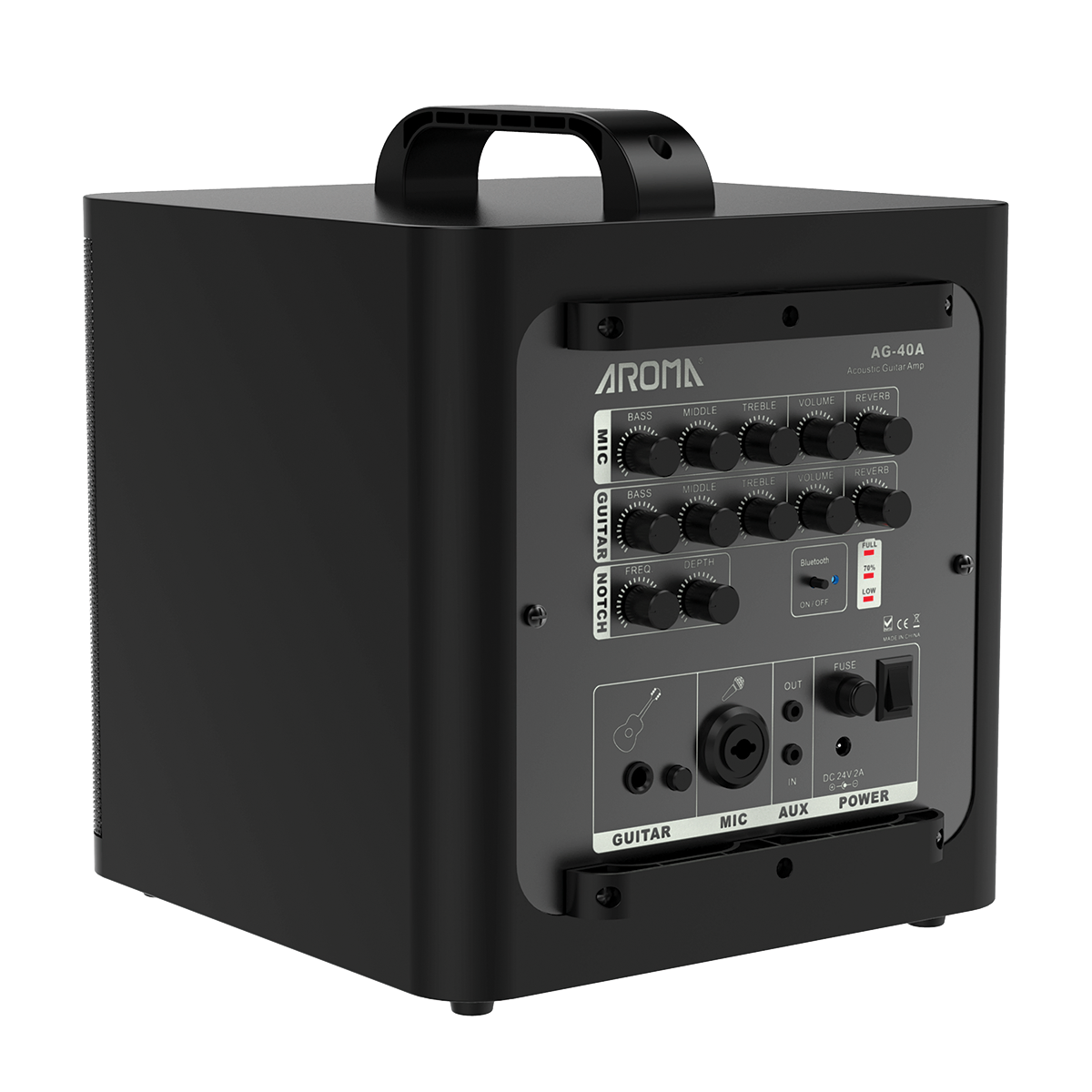 Aroma AG40A 40W Rechargeable Acoustic Guitar Amplifier with Bluetooth and Gig Bag — view 4