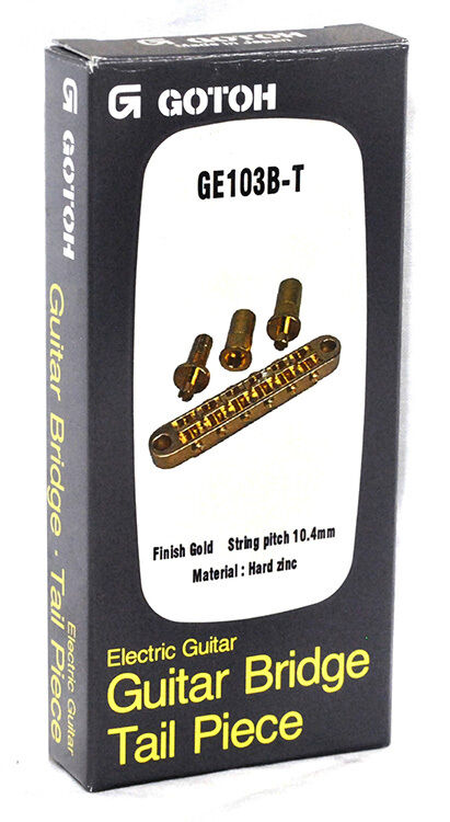 Gotoh GE103BT Tune-O-Matic Electric Guitar Bridge (Nashville) Gold Finish — view 3