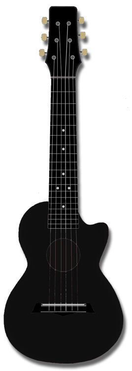 Kealoha Guitalele in Plain Black with ABS Resin Body, Tenor Size, Silk & Steel Strings, Tuned ADGCEA