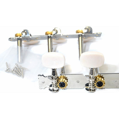 Maxtone Nickel Finish Acoustic Tuning Machines (3+3) with Oval White Buttons — view 2
