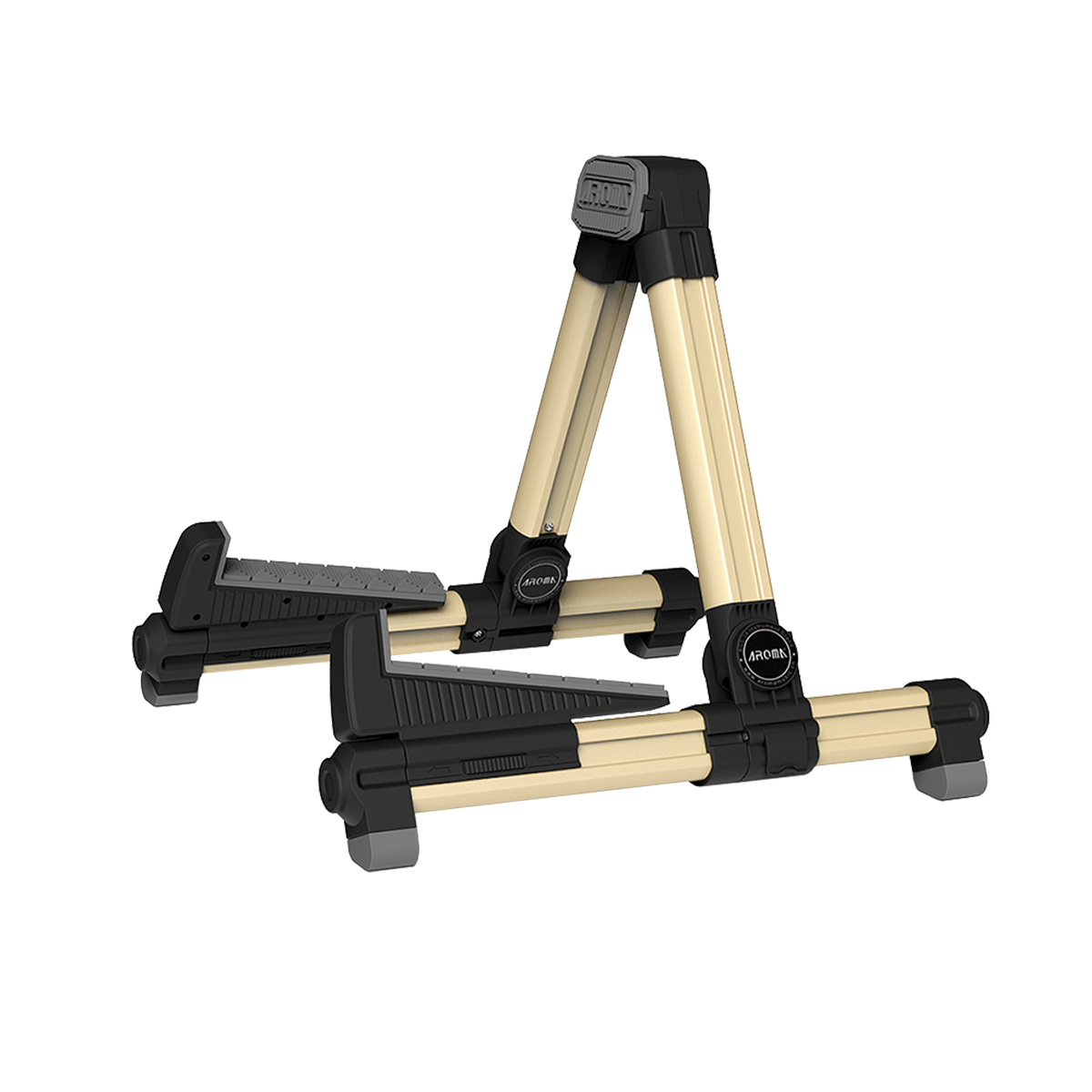 Aroma AGS08 Folding Gold Guitar Stand with Silicone Contact Pads
