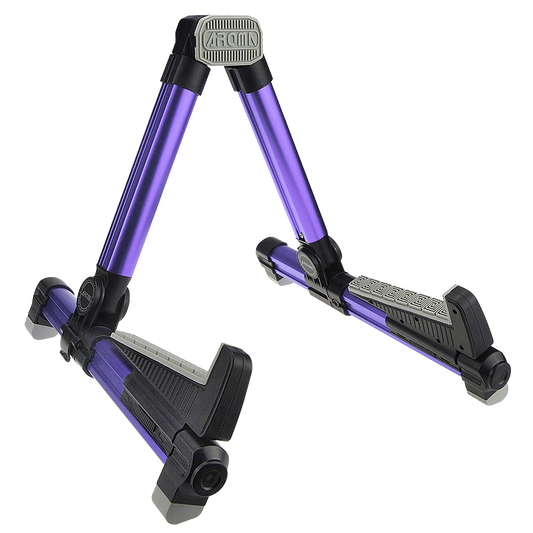 Aroma AGS08 Compact Purple Guitar Stand, Lightweight Aluminium, Suits Acoustic & Electric Guitars, Environmentally Friendly