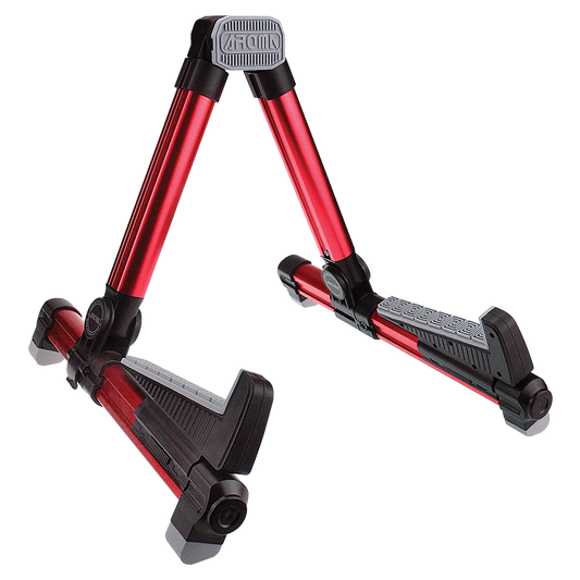 Aroma AGS08 Red Lightweight Folding Guitar Stand with Silicon Contact Pads