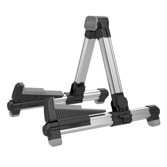 Aroma AGS08 Silver Lightweight Folding Guitar Stand with Silicon Pads