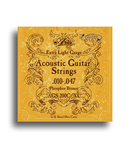 Aria Coated Phosphor Bronze Extra Light Gauge Acoustic Guitar String Set 10-47