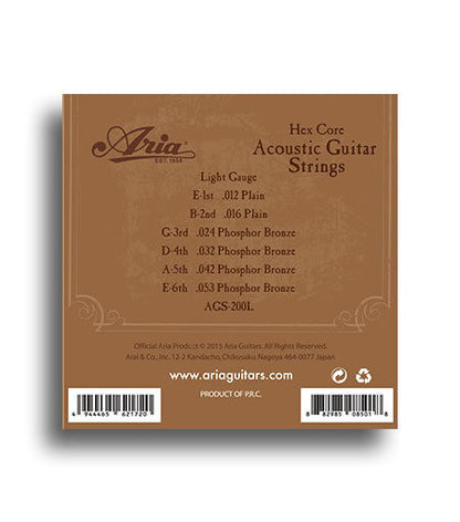 Aria Phosphor Bronze Light Gauge Acoustic Guitar String Set 12-53 — view 2