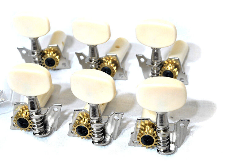 GT LA Series Classical Guitar Tuning Machines Nickel Finish White Buttons (3+3) — view 2