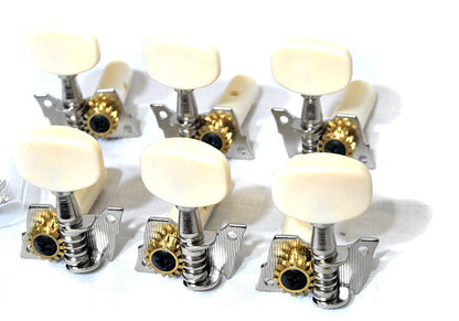 GT LA Series Classical Guitar Tuning Machines Nickel Finish White Buttons (3+3) — view 2