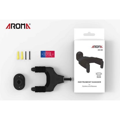 Aroma Locking Guitar Wall Hanger with Plastic Mount [AH-89] - Lightweight, Easy Install, Universal Fit for Guitars and Basses — view 5