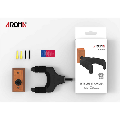 Aroma Locking Guitar Wall Hanger - Wood Screw-in Mount [AH-89W] — view 5