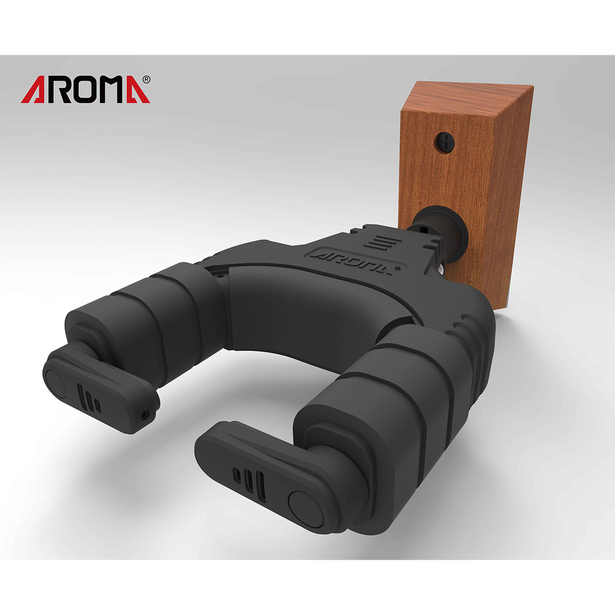 Aroma Locking Guitar Wall Hanger - Wood Screw-in Mount [AH-89W] — view 2