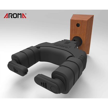 Aroma Locking Guitar Wall Hanger - Wood Screw-in Mount [AH-89W] — view 2