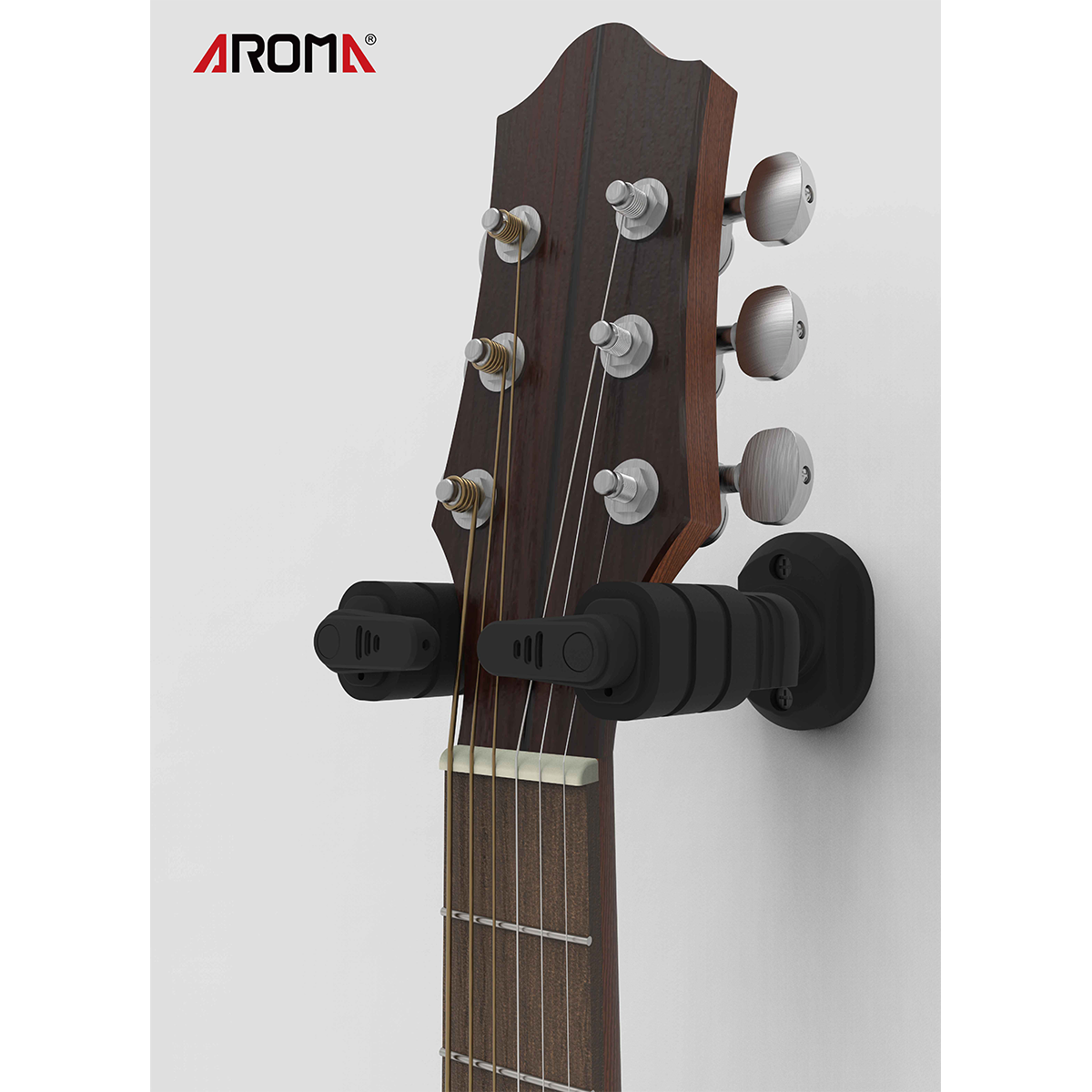 Aroma Locking Guitar Wall Hanger with Plastic Mount [AH-89] - Lightweight, Easy Install, Universal Fit for Guitars and Basses — view 3