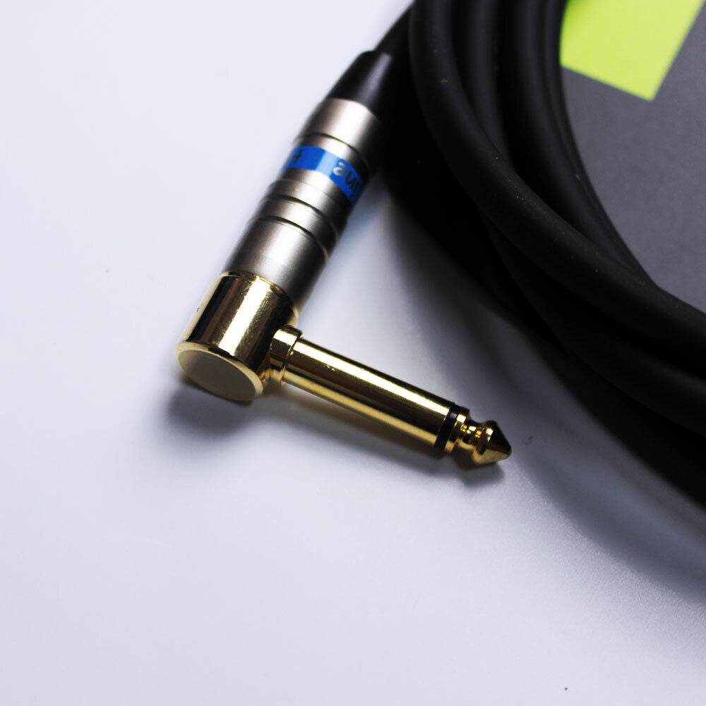 Leem 10ft Instrument Cable with 1/4" Straight and Right-Angled Plugs, Gold Plated, Braided Copper Shield — view 2