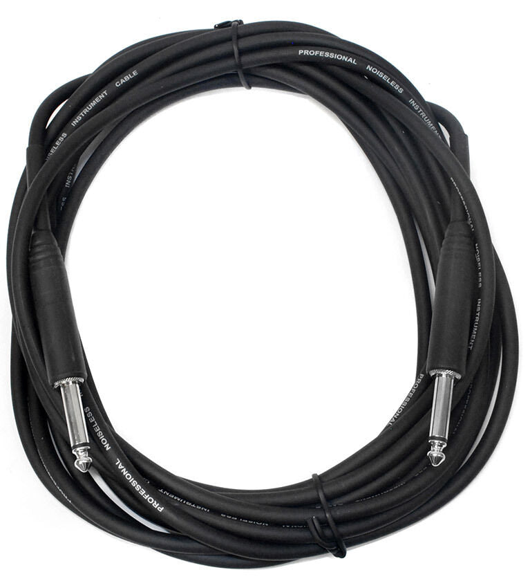 Leem 20ft Heatshrink Instrument Cable with 1/4" Straight Plugs, Nickel Plated, Noiseless O.D 6.0mm, Helical Shield — view 2