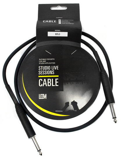 Leem 3ft Heatshrink Instrument Cable with 1/4" Straight Plugs and Nickel Plated Connectors