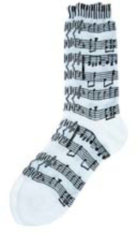 Socks Sheet Music Keyboard Black on White Women's