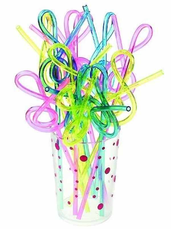 Treble Clef Plastic Straws Assorted Colours Pack of 12