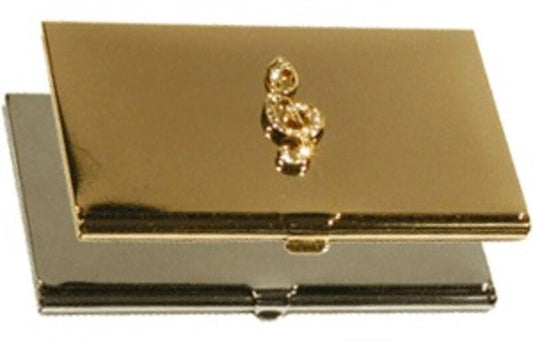 Business Card Holder G Clef Gold Rhinestone