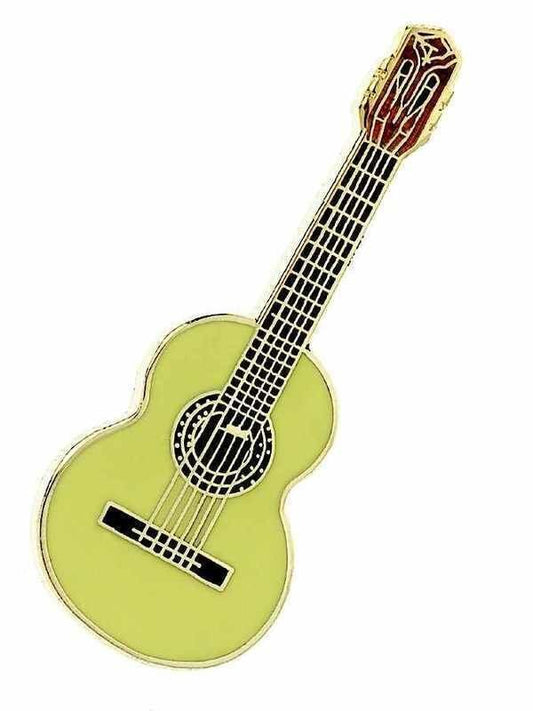 Cedar Classical Guitar Mini Pin with Enamel and Golden Finish