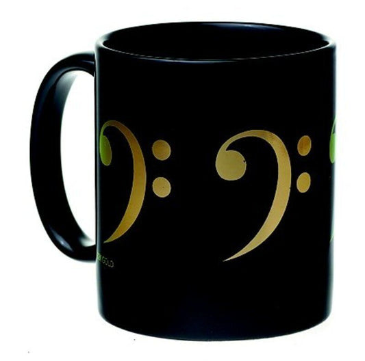 Bass Clef Black and Gold Ceramic Mug