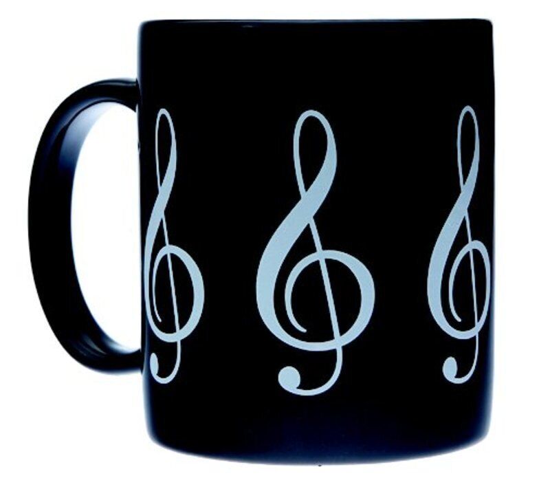 Ceramic Mug with Treble Clef Design - Black
