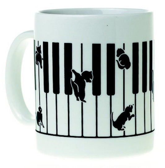 Ceramic Mug with Kitten on Keyboard Design