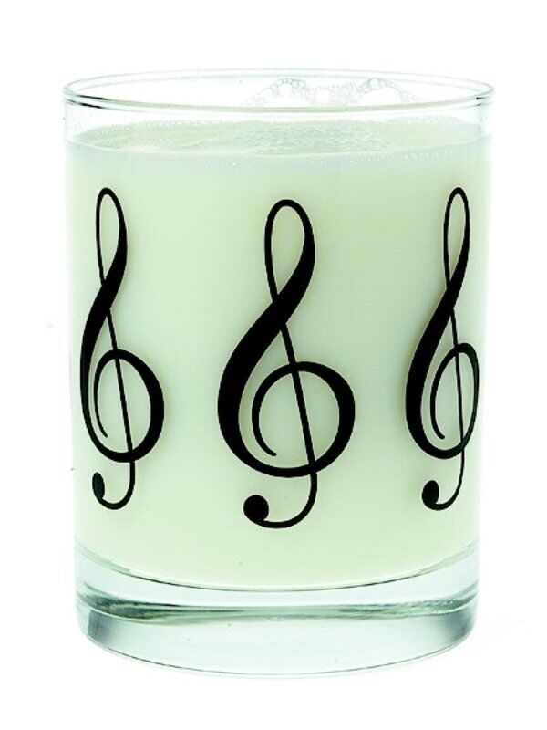 Glass Tumbler with Black Treble Clef Design