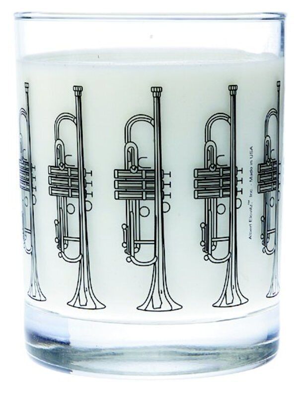 Glass Tumbler with Black Trumpet Imprint
