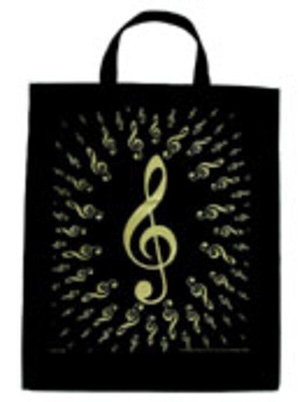 Extra Large Black Totebag with Treble Clefs