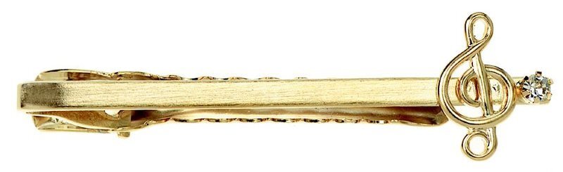 Tie Bar G Clef 18Kt Gold Ep W/Austrian Crystal