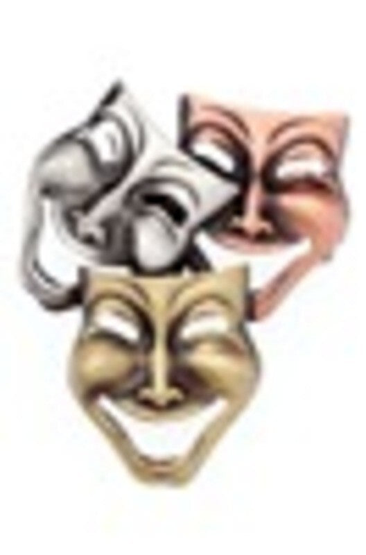 Tri Colour Music Pin 3 Small Comedy Masks