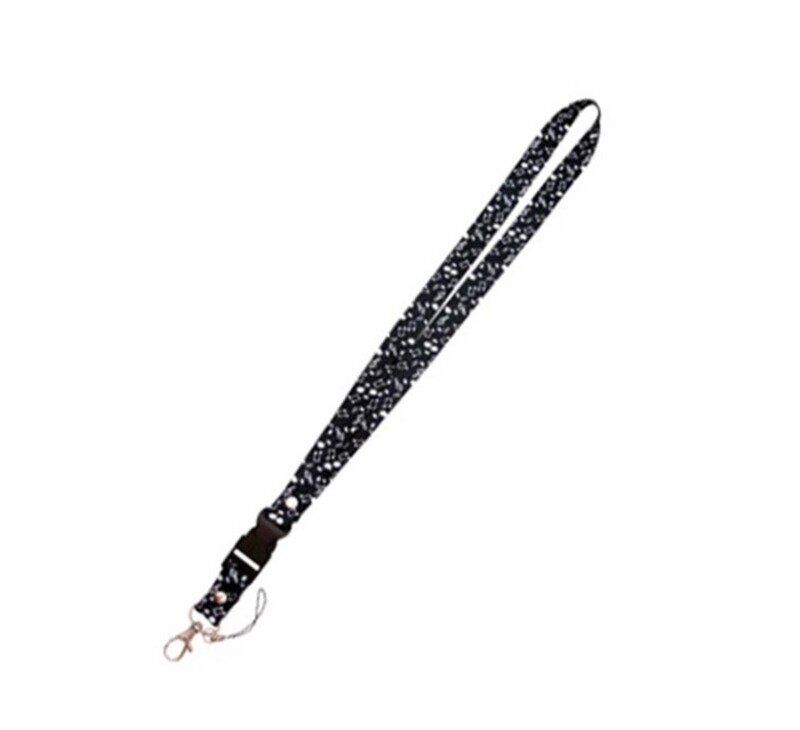 Lanyard with Music Notes Design in Black and White