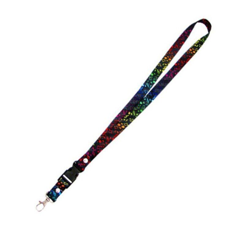 Black Lanyard with Music Notes Design