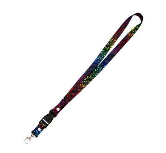 Black Lanyard with Music Notes Design