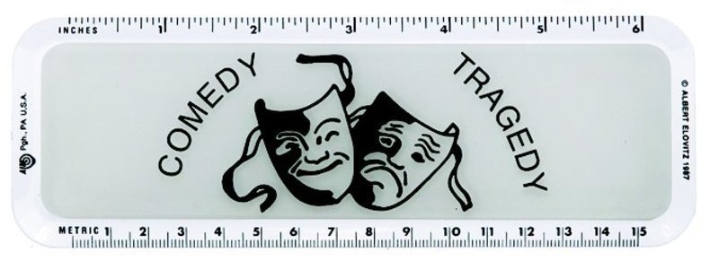Lucite Ruler Six Inches Comedy Tragedy