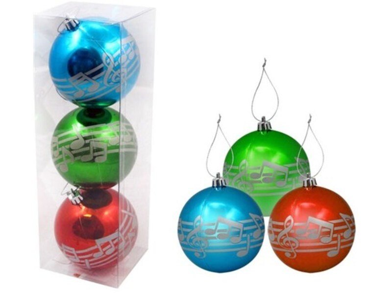 Set Of 3 Baubles With Silver Notes (AIM Gifts)