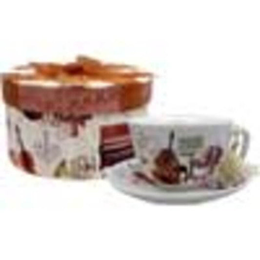 Cup and Saucer Elegant Music with Gift Box by AIM Gifts