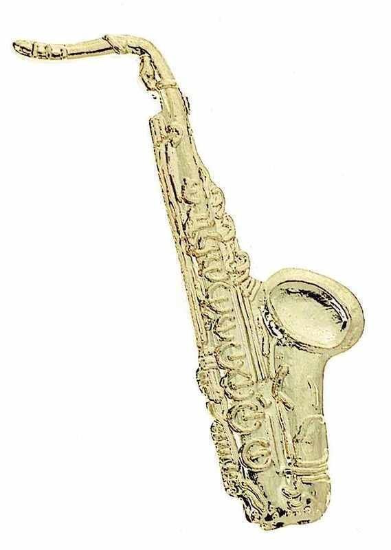 Mini Tenor Saxophone Enamel Pin 4-5 cm Gold Finish