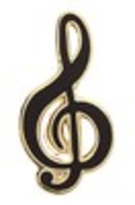 Treble Clef Mini Pin with Enamel and Golden Finish, 4-5 cm